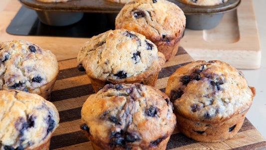 Muffins bleuets, bananes et chocolat -